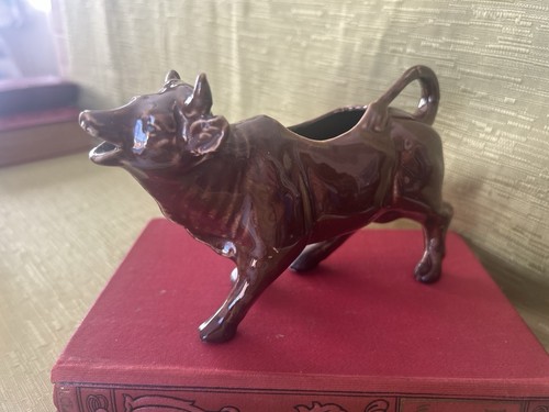 Vintage brown cow milk jug - vintage,
