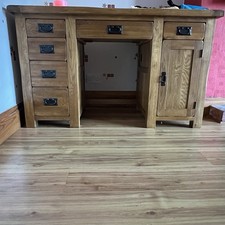 Oak Furniture Land Original Rustic Solid Oak Computer Desk