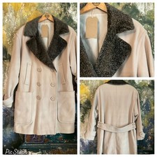 WOMENS COAT SIZE 10 VINTAGE WOOL FUR ASTRAKHAN OVERCOAT UNIQUE WORN ON FILM