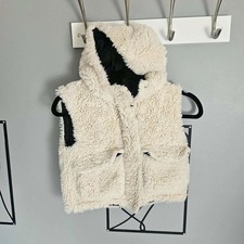 ZARA Kids Cream Teddy Fleece Hooded Vest Gilet Sherpa 6-7y