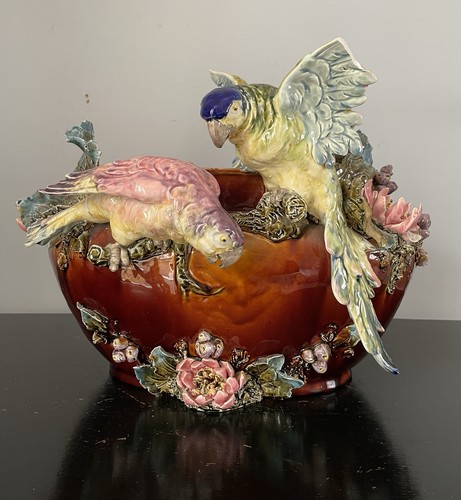 Antique austrian majolica pot - antique,