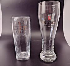 Becks Pint Glasses Beer or Larger Glasses Embossed and Extra Tall Mixed Pair VGC