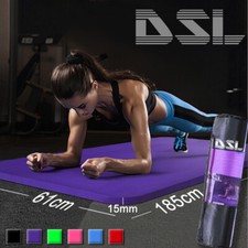 61x 185cm Yoga Mat 15mm Thick Gym Exercise Fitness Pilates Workout Mat Non Slip