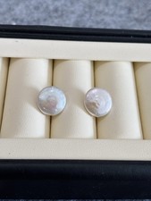 Button Pearl Earrings Studs