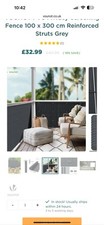 VOUNOT PVC Privacy Screening Fence 100 x 300 cm Reinforced Struts Grey