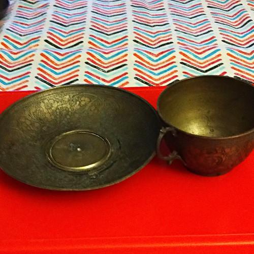 Brass cup and saucer tableware - cup,