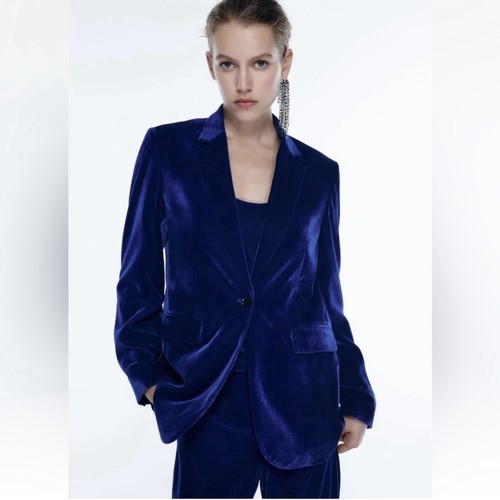 Zara women blue velvet one - velvet,