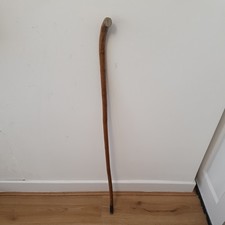 Vintage Antique Classic Wood Craved Walking Stick Cane- Metal Tip 104 cm.