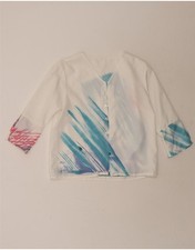 VINTAGE Womens 3/4 Sleeve Shirt Blouse UK 10 Small White Colourblock CB11