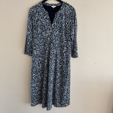 COTTON TRADERS Grey Mix Animal Print SIZE 16 UK 3/4 Sleeve Lined Midi Dress W1