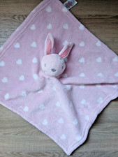 Primark Pink Bunny Rabbit Comforter Soother Blankie Heart Print NWOT