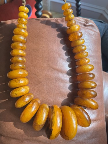 Antique amber beads beaded - amber,