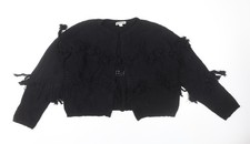 Whistles Women Black Medium Fringe Knit Cardigan Jumper