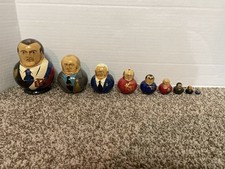 Vintage Set Of 9 Russian/USSR Soviet Union Leaders Nesting Dolls Small to Large