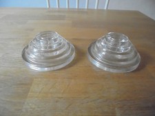 vintage glass candle stick holders. Dainty. Christmas table setting.