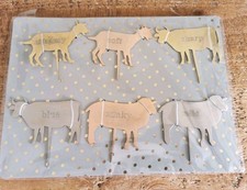 Anthropologie Animal Shaped Cows Goats Sheep Metal Cheese Markers