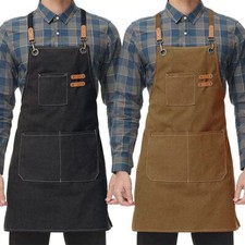 Waterproof Canvas Pockets Apron Crafts Baking Chefs Cooking BBQ Workshop Aprons