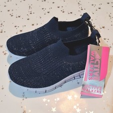 BNWT GIRLS NAVY BLUE GLITTER ACTIVE WALKERS TRAINERS SIZE 12 MEMORY FOAM SHOES