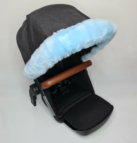Luxury faux fur pram - hood, trim