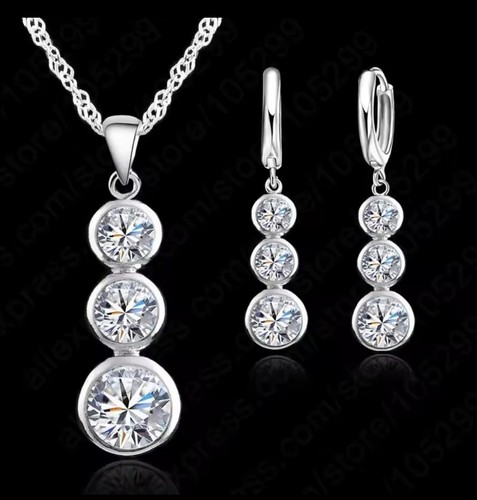 Silver necklace and earring - silver,