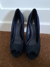 Next Navy Platform Peep Toe Shoes Size 4