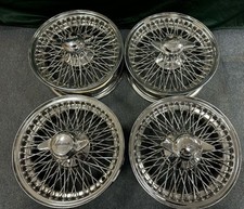 Jaguar chrome SUPERB   wire  5x15 wheels +  Rechromed  Spinners  Your  Choice 