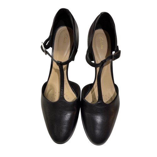 Clarks black leather bar - black, t-bar