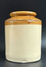 Antique SALT GLAZED STONEWARE POT Vintage Storage Jar BEAD Makers Stamp Mark