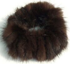 Mink Hair Tie Fur Bracelet Ribbed Spring Leather Jewelry Black Brown
