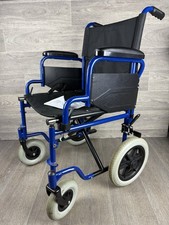 Gima Essex Folding Wheelchair Fold Up Travel Heavy Duty 110kg Max Load Blue