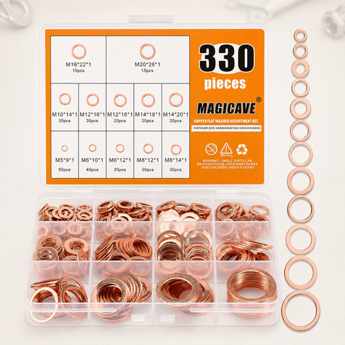 330 pcs copper washers - copper,