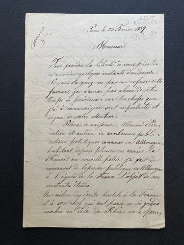 1859 french autograph - french, letter