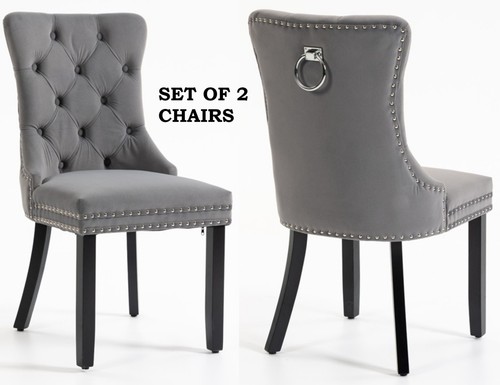 Set grey velvet dining - set, 2