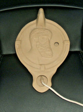 Reproduction ancient Greek Style Oil Lamp "Slipper Type" Large 18 cm.