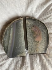 Stunning pair of 100% natural Polished AgateCrystal heavy stone book ends