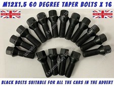 Black Wheel Bolts Fits Smart Car ForTwo ForFour M12x1.5 26mm Thread Alloy