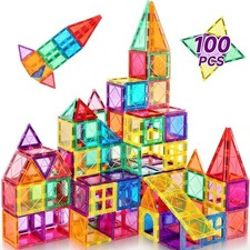 100 Pcs Magna Tiles Clear