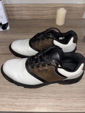 FootJoy GreenJoys Uk 9 Golf Shoes White Brown Leather Saddle Great Condition