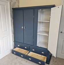 Aylesbury Navy Blue wardrobe with drawers FULLY ASSEMBLED 