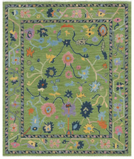 Hand-Knotted Wool Oushak Rug