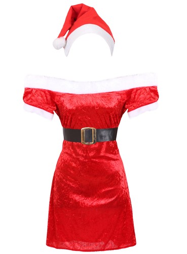 Ladies velour miss santa dress - ladies,
