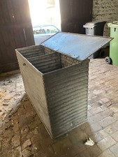 Vintage galvanised steel farm feed bin