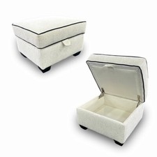 Furniture Village 'Celine' Tuzzi Ivory Storage Footstool RRP £450 | BRAND NEW