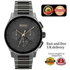 NEW HUGO BOSS 1513814 MEN'S STAINLESS STEEL BLACK STRAP & BLACK DIAL 43MM