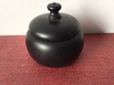 Antique Victorian Turned Ebony Vanity Trinket Box Pot - GABOON EBONY