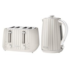 Emperial Toaster & Kettle Set Flow Series - 4 Slice Toaster, 1.7L Kettle - White