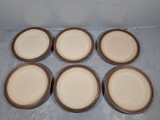 SIX DENBY SIDE PLATES BROWN/BEIGE  RIM, CAMELOT 