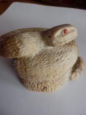 Zuni Fetish Rattlesnake (on a rock) - Serpentine w/ coral eyes with COA