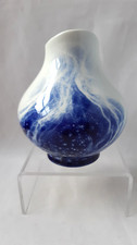 RARE ROYAL DOULTON BLUE VEINED FLAMBE 4.5 INCH HIGH VASE 1605