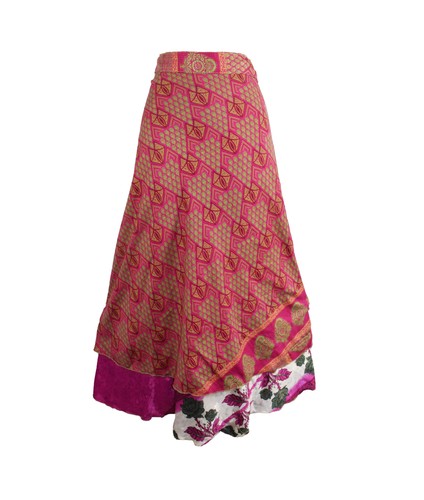 Sari silk wrap skirt - wrap, xl